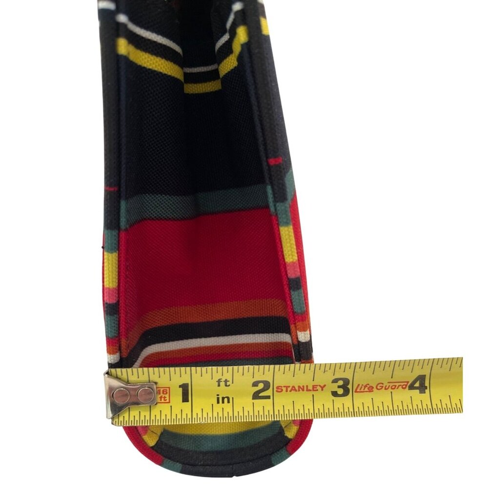 Striped Canvas Shoulder Bag Purse Small Baguette Y2K Retro Red Blue Pocketbook - Picture 7 of 11
